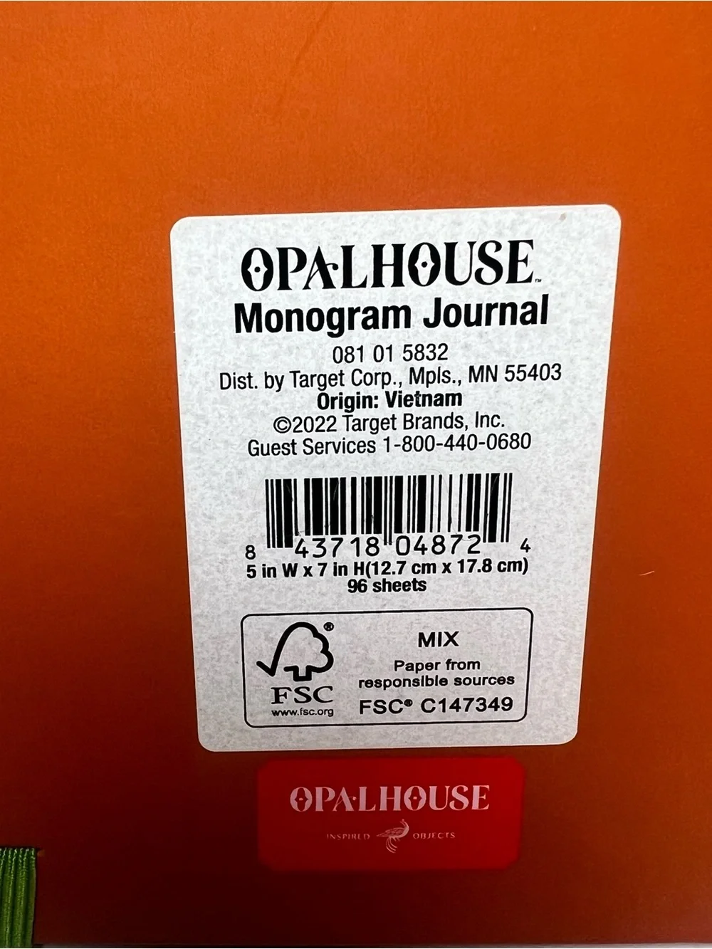 Opalhouse Orange ‘T’ Notebook with Lime Accents